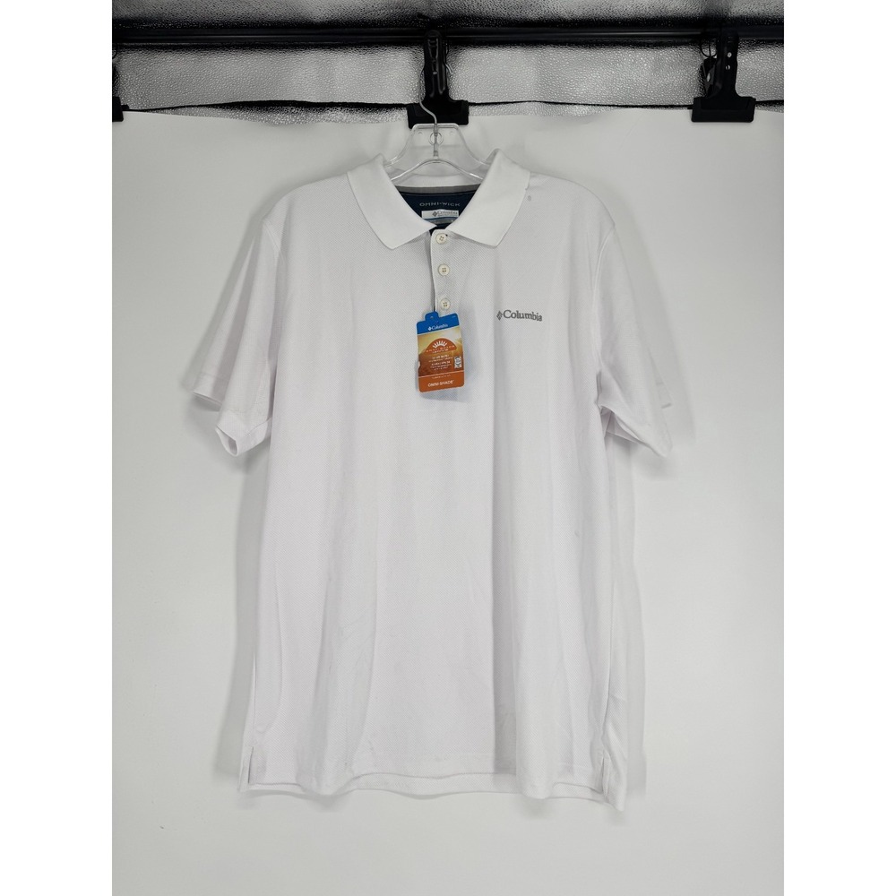 Columbia Short Sleeve Polo Shirt Men Medium White Omni Wick Utilizer Performance